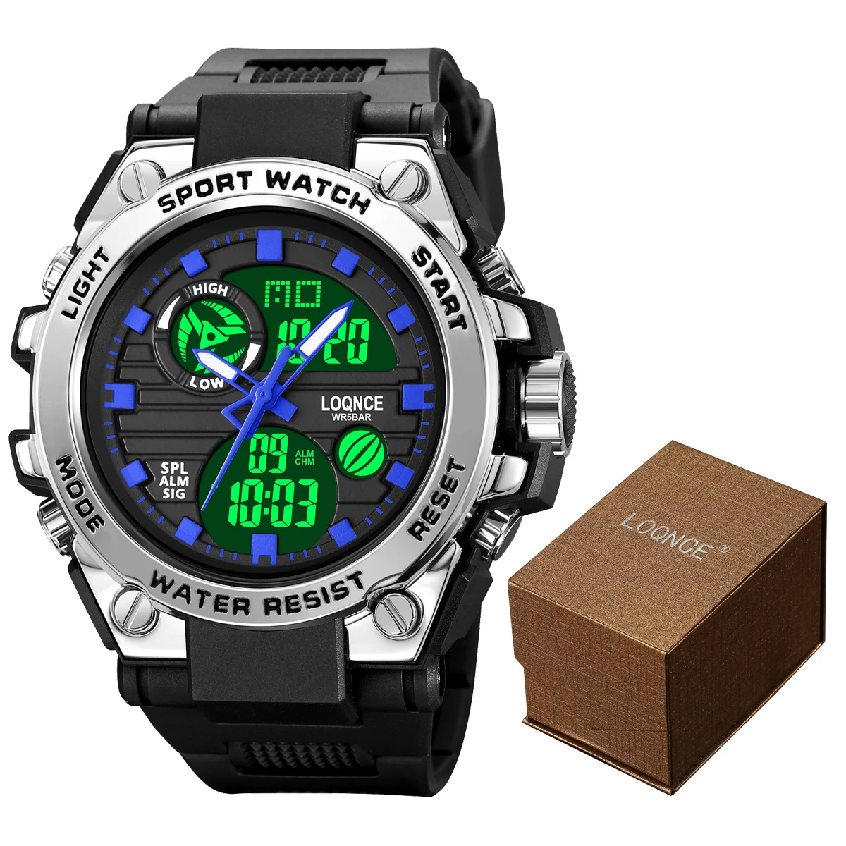 

New Men Watch LOQNCE Male montre homme Sport Watches Digital Double Time Chronograph Watch Mens LED Display Quartz Wristwatches