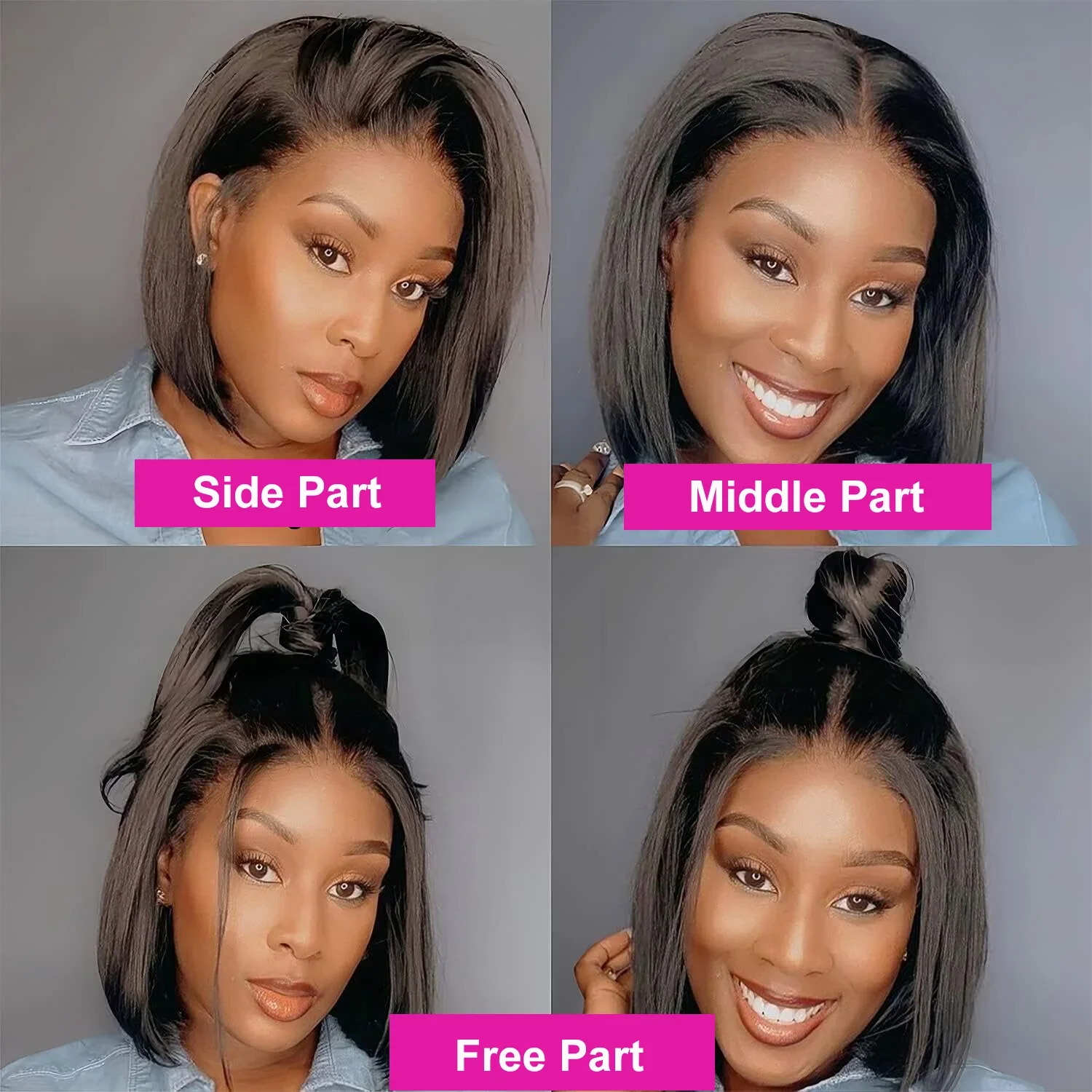 180 High Density Lace Wigs 13x4 Short Bob Wig Human Hair Full Lace Frontal Bob Wigs Bone Straight Front For Black Woman