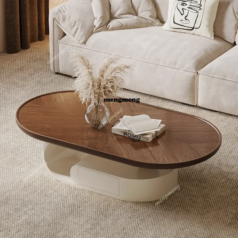

Nordic Wood Grain Coffee Tables Oval Center Table for Living Room Simplicity Designer Dinning Coffee Table Living Room Furniture