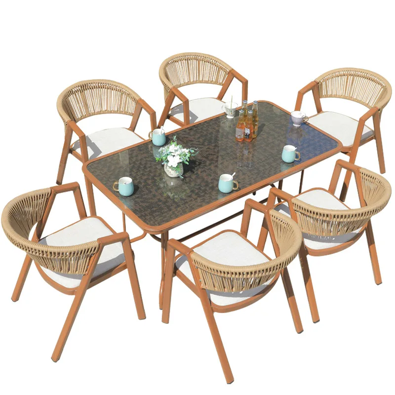 LMM outdoor casual simple rattan table and chair combination outdoor garden open-air balcony