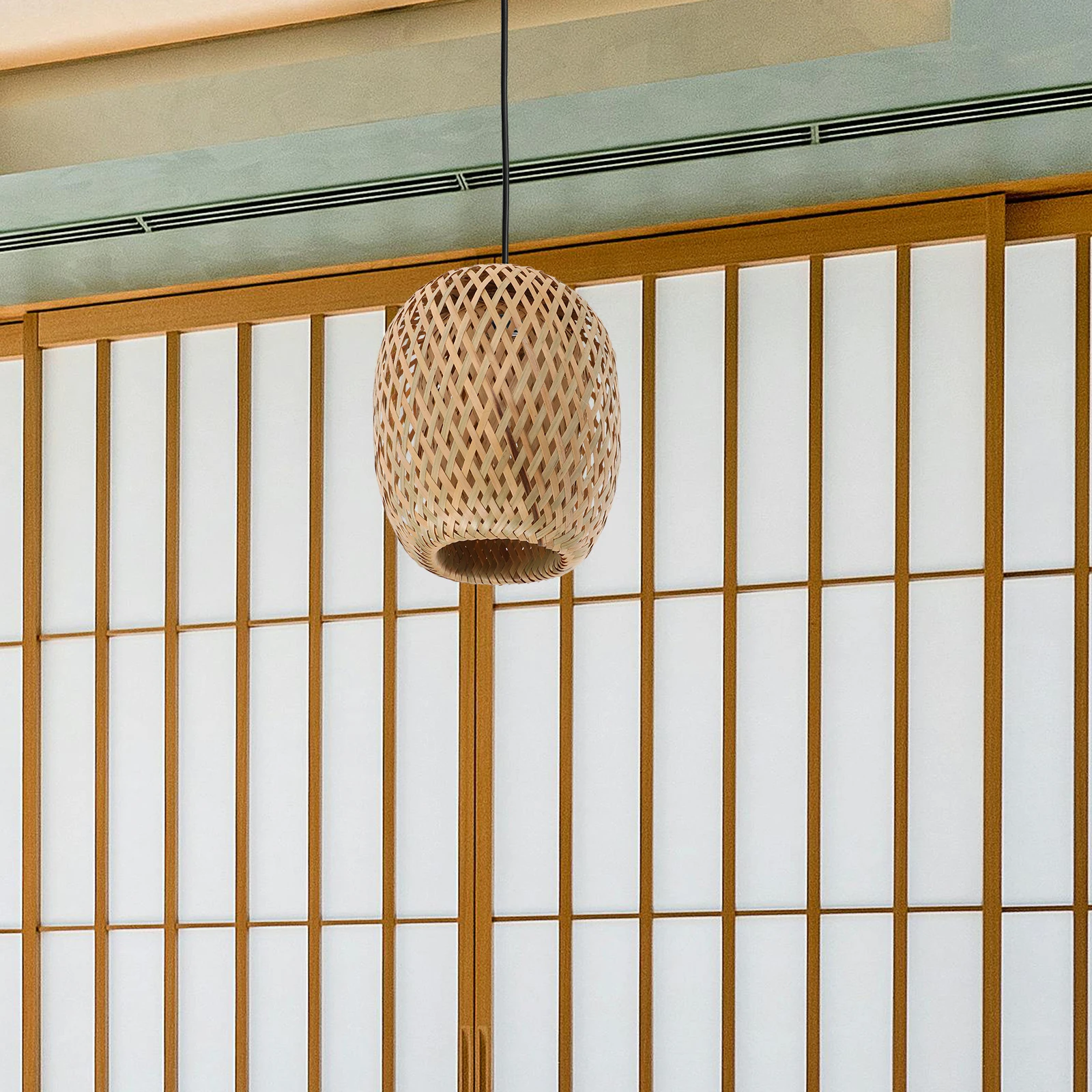 

Delicate Woven Bamboo Lampshade Rustic Style Home Decoration Safe Simple Design for Hotels Restaurants Shops
