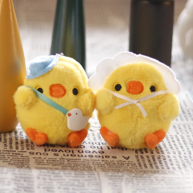 Dessin animé en peluche petit poulet jaune jouet poupée porte-clés pendentifs joli Mini sac de poulet porte-clés pendentifs mignon jouets en peluche pendentif
