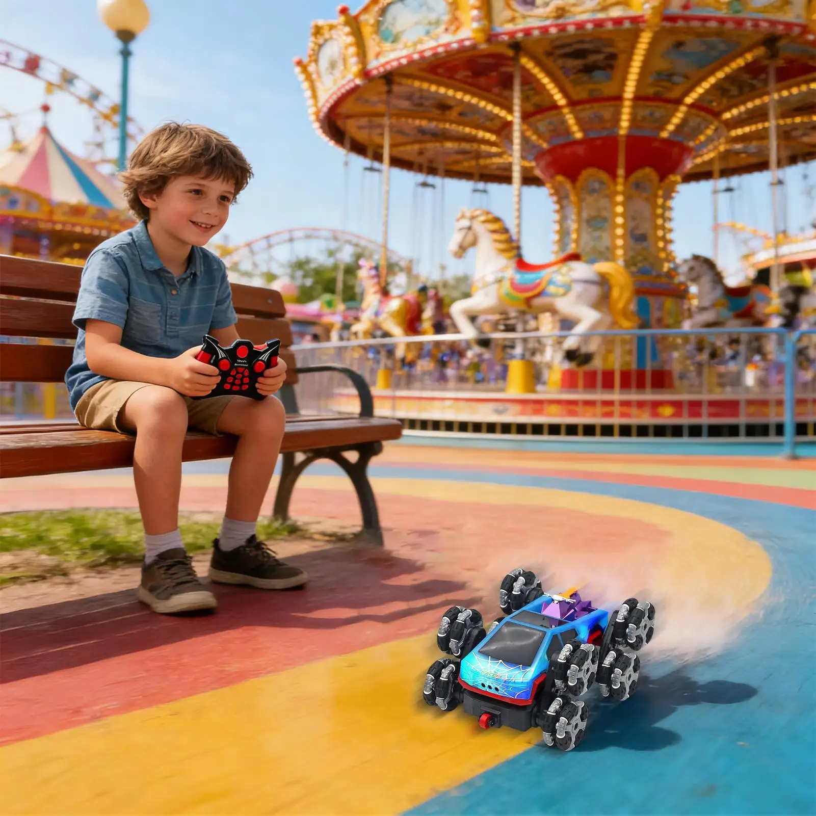 

Remote Control Truck Stunt 8 Wheels Vehicles With Light Transform Rechargeable Truck Toys For Kids Boys Girls Home School Indoor