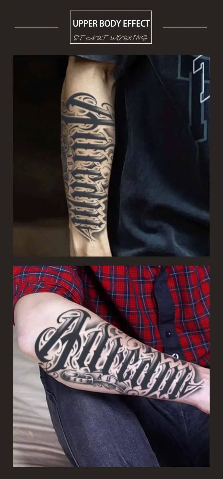1 Stück 2,5D handgeschriebene Schriftart Arm wasserdicht temporäre Tätowierung, langlebig 1-2 Wochen, realistisches semi-permanentes Fake-Tattoo – Detail 3