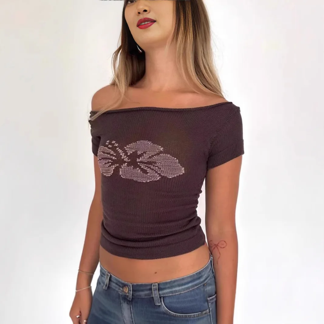 

Summer Sexy Slim-fit Women's T-shirt Short Navel Knit Top European And American Style Niche Fashion for Ladies