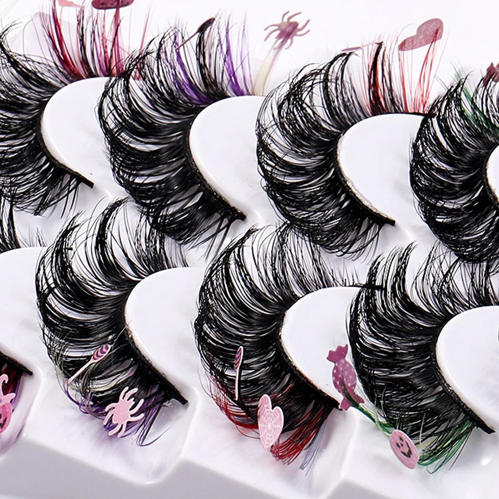Colorful False Eyelashes Thick Curled Lash Extensions For Party Wedding Makeup Lash Clusters Colored Lashes