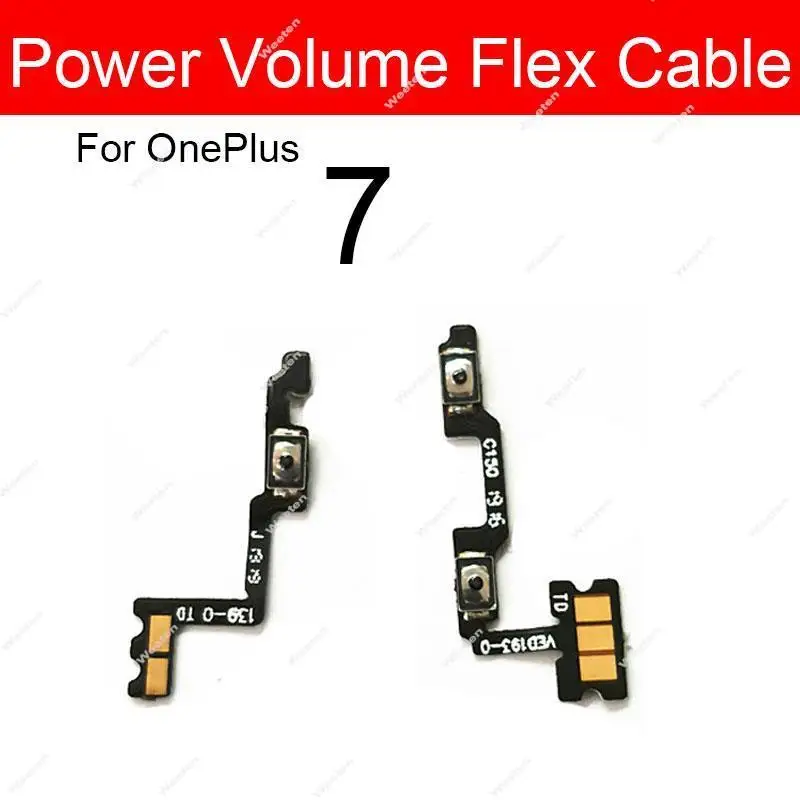 1 Set Volume Power Flex Cable For OnePlus 1+ 7 7T Pro 8 8T 9 Pro On Off Power Volume Side Keys Flex Ribbon with Adhesive Parts