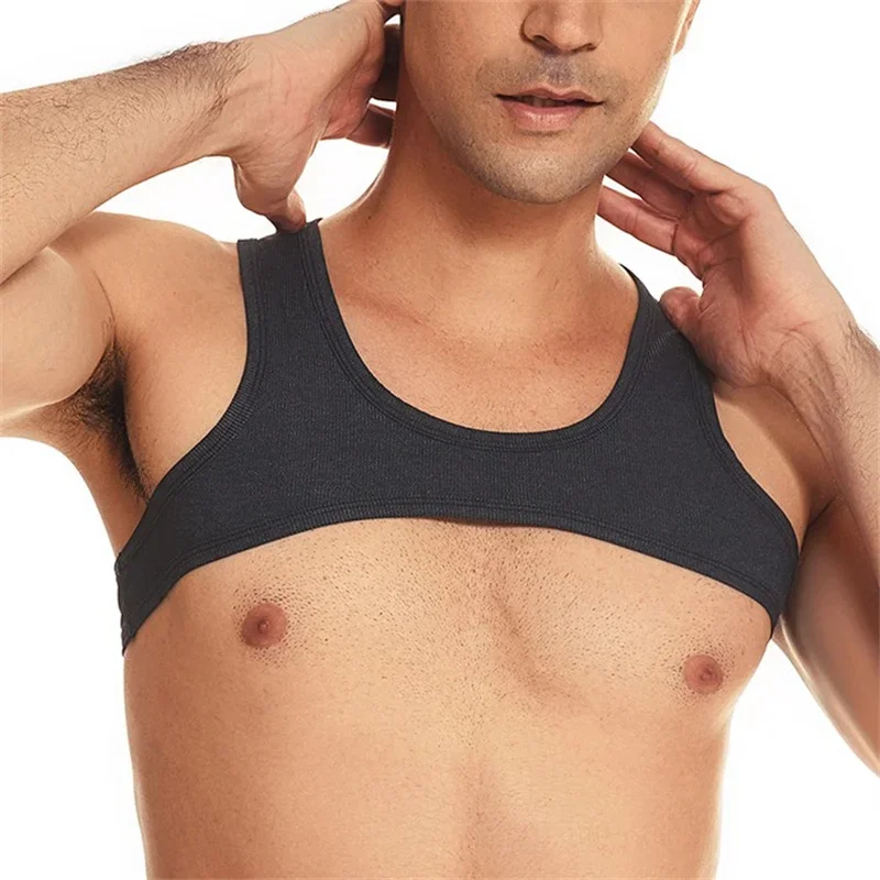 

Men's Crop Top Sleeveless Tight High Elastic Nylon Rib Sexy Men's Vest Tank Tops Gym Clothing