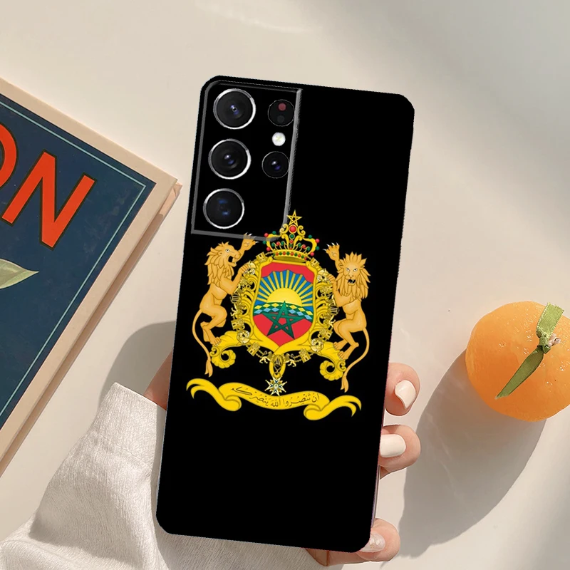 المغرب المغرب العلم قضية الهاتف لسامسونج غالاكسي S22 S23 S21 الترا S20 FE S8 S9 S10 زائد نوت 10 20 الترا غطاء