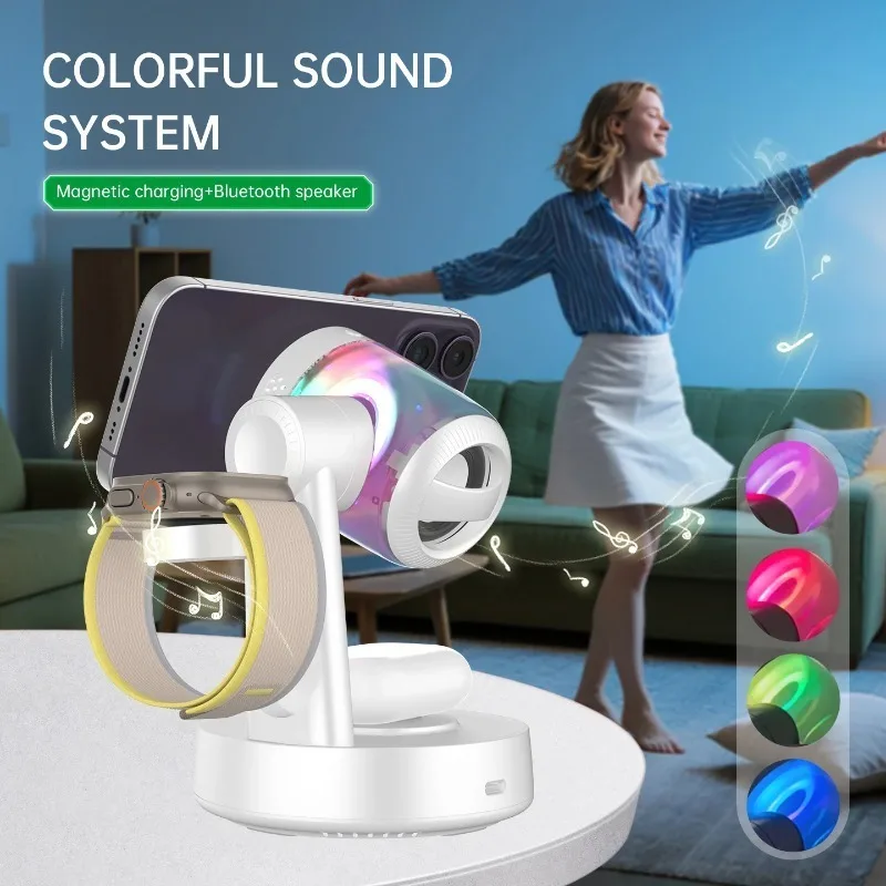 Qi2 5 In 1 Magnetic Wireless Fast Charger Stand Multi Device Charging Station For iPhone Phone Watch Earbuds Universal Accessory