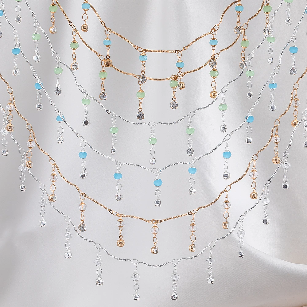 1Meter Glass Beads Crystal Pendant Copper Chain DIY Necklace Bracelet Antique Tassel Chain Jewelry Making Supplies view 3