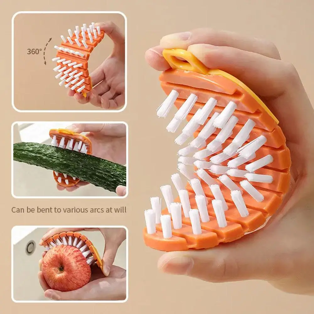 Plastic Multi-Functional Fruit And Vegetable Cleaning Brush Bendable Household Kitchen Tools