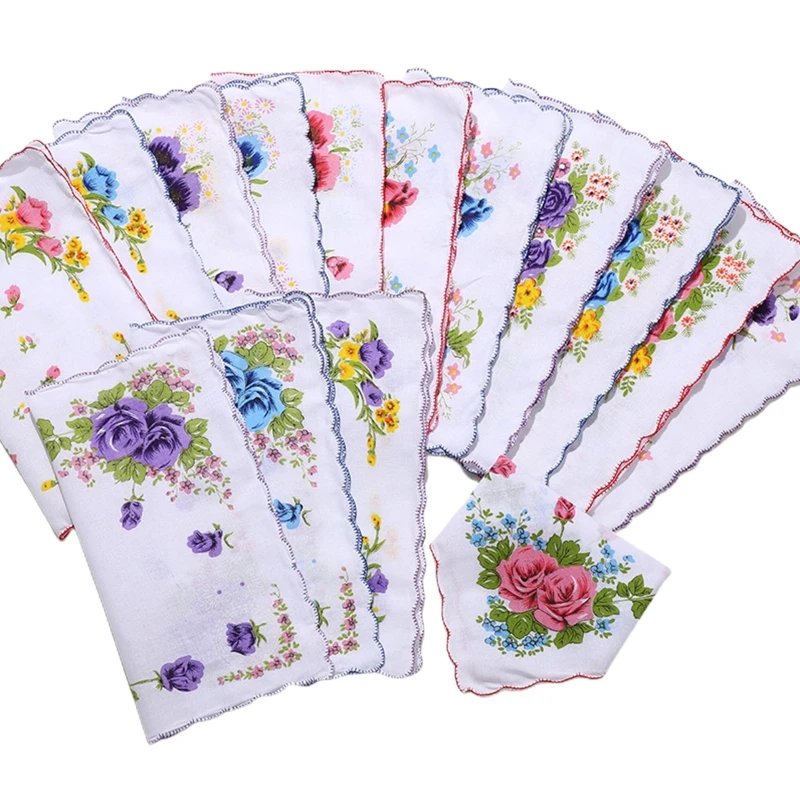 6 Pieces Women\'s Handkerchiefs Cotton 28 28cm Pocket Handkerchiefs Toddler Face Towels for Kids Girls Daily Use