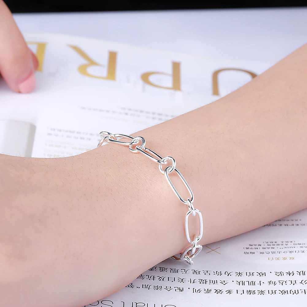 New popular 925 Sterling Silver Bracelets circle chain for woman lady men classic Wedding party Gift fashion Jewelry