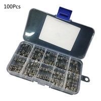 100pcs/set 5x20mm Assortment Fine Glass Tubes Slow Glass Fuses for Electronics