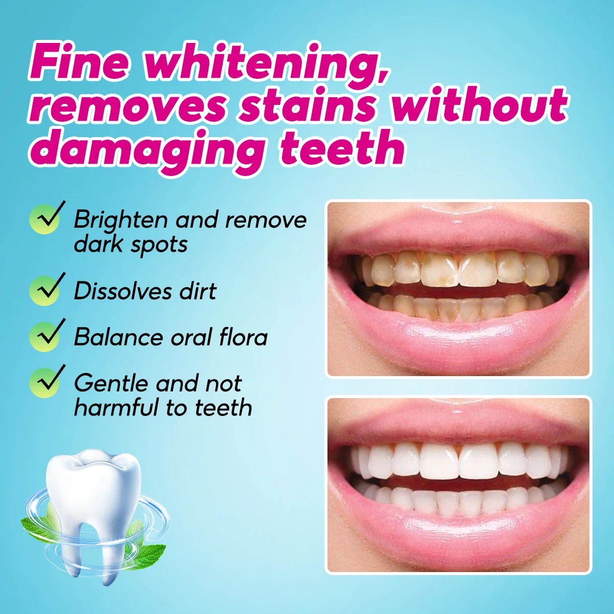 RtopR Teeth Cleansing Whitening Mouss Removes Stains 60ml Toothpaste Breath Freshen Oral Hygiene  Foam Portable Dental Tools