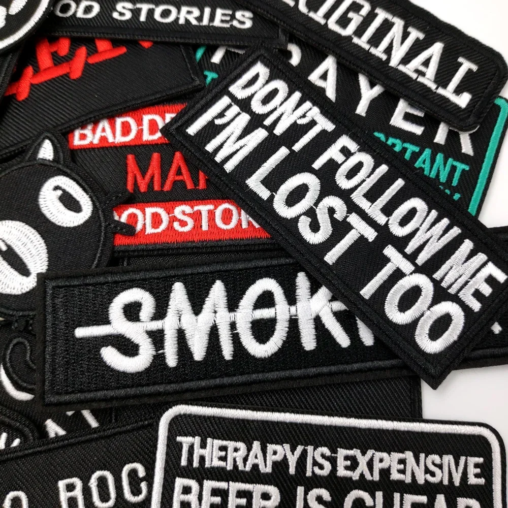 25Pcs/Lot DON\'T FOLLOW ME Patches Haftowana aplikacja do prasowania odzieży Materiały do szycia Ozdobne plakietki ŻYWIE DO ROCK