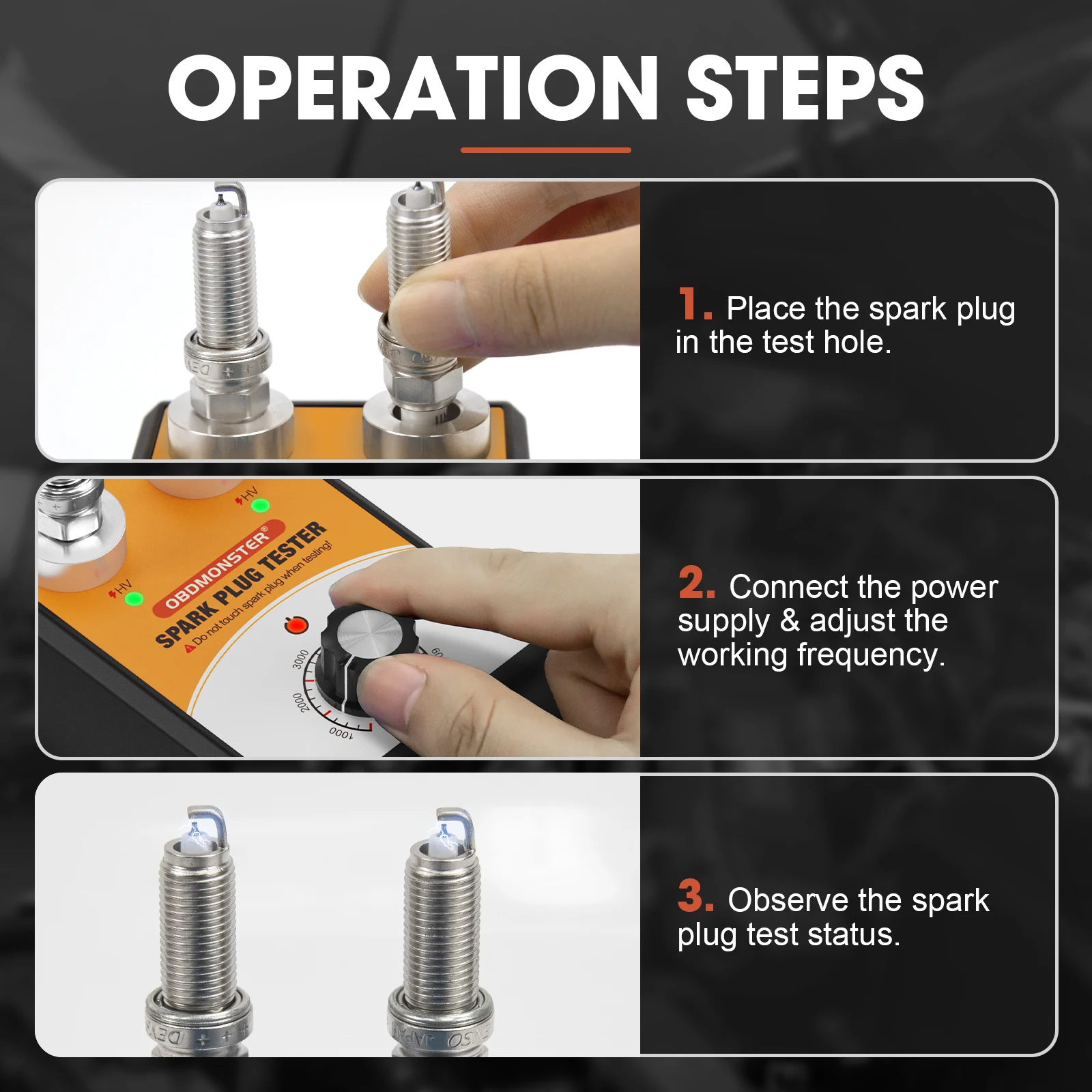 ダブルホールスパークプラグテスター、プラグ自動車エンジンイグニッションコイルテスター0-6000rpm動作周波数診断ツール