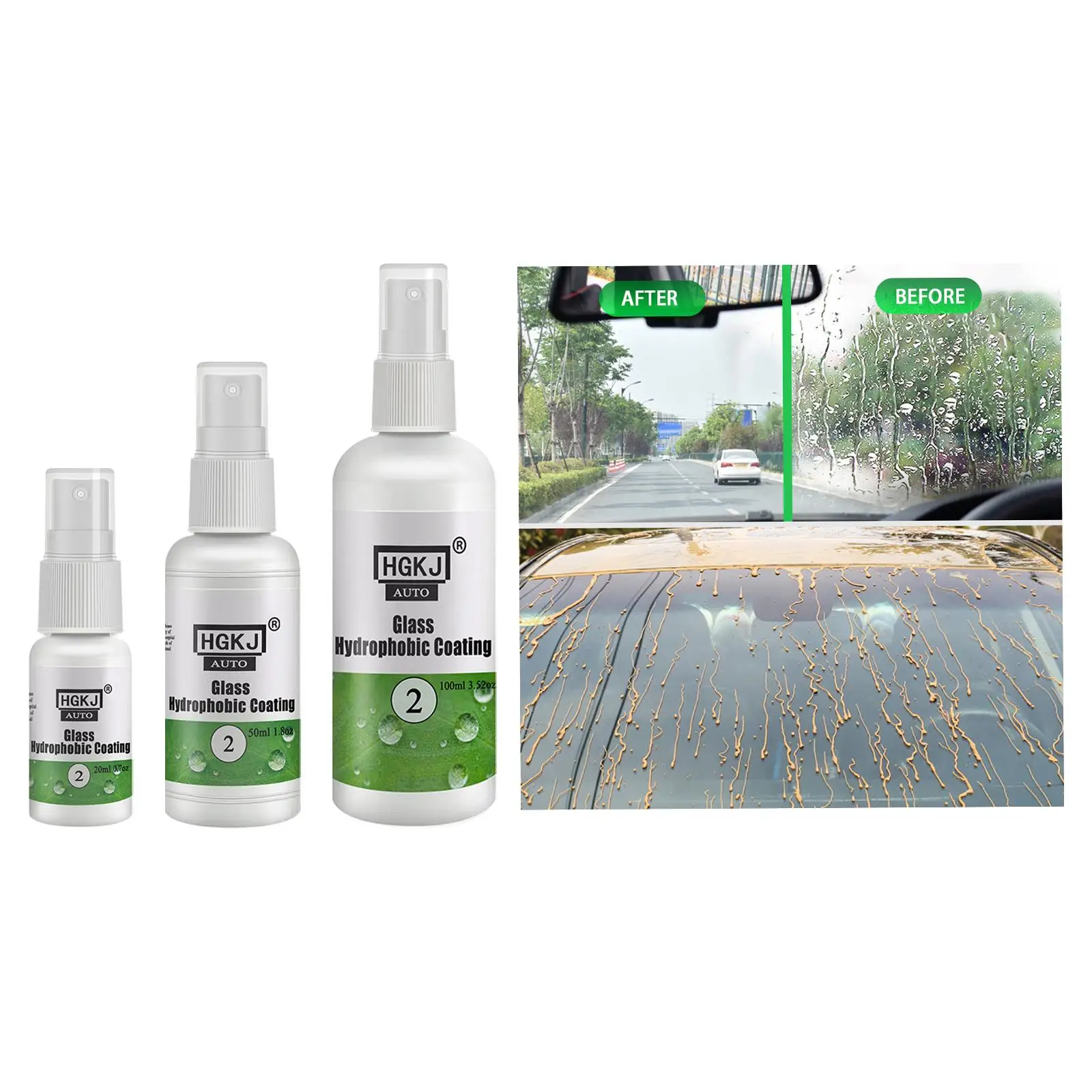 Automotive Glass Hydrophobic Coating Spray Increased Visibility Anti Fog Waterproof Fit for Window Rearview Mirror Mirror Visor