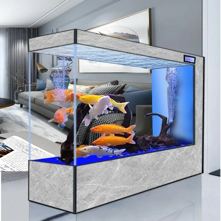 Household living room floor ecological partition entrance against the wall fish tank