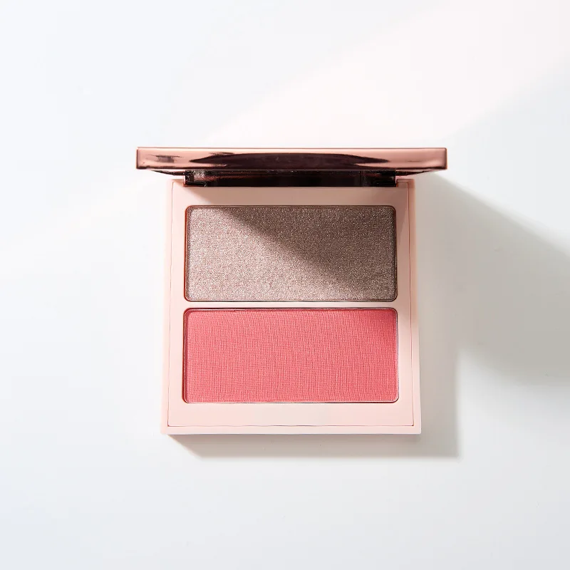 Paleta de blush iluminador faça sua própria maquiagem 2 em 1 blush destaque em pó multifuncional marca própria rosa ouro 5 peças