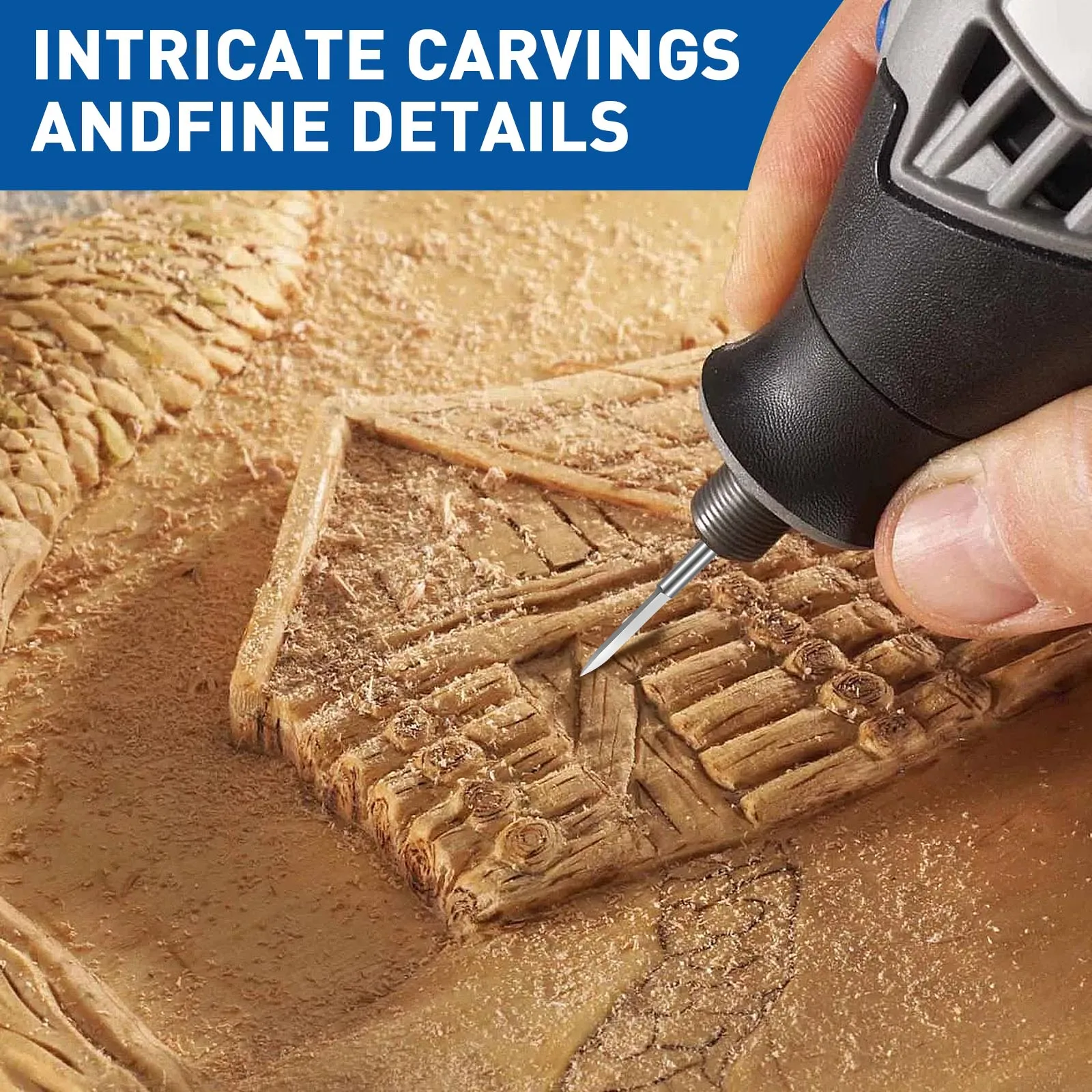 Wood Carving Set for Engraving, Sculpting & Grinding (Compatible with Dremel) with 3mm Shank