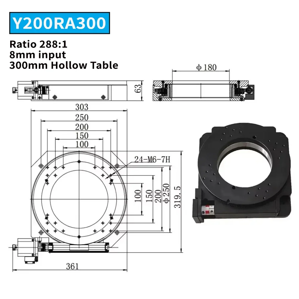 360 Degree Indexing Plate High Precision Electric Rotary Table Ratio 180/288:1 Nema 23 Step Motor Drive Kit Replacement DD Motor