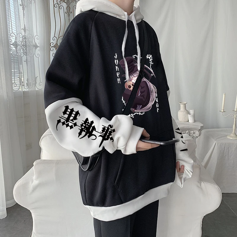 Anime Black Butler Grell Sutcliff Horror Comics Hoodies Harajuku Unisex Streetwear Korean Fashion Patchwork Women Sweatshirts