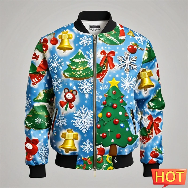 Christmas Tree Graphic Jacket 3D Funny Printed Holiday Party Xmas Bomber Jackets For Party Birthday Xmas Clothes 2024 Sweatshirt