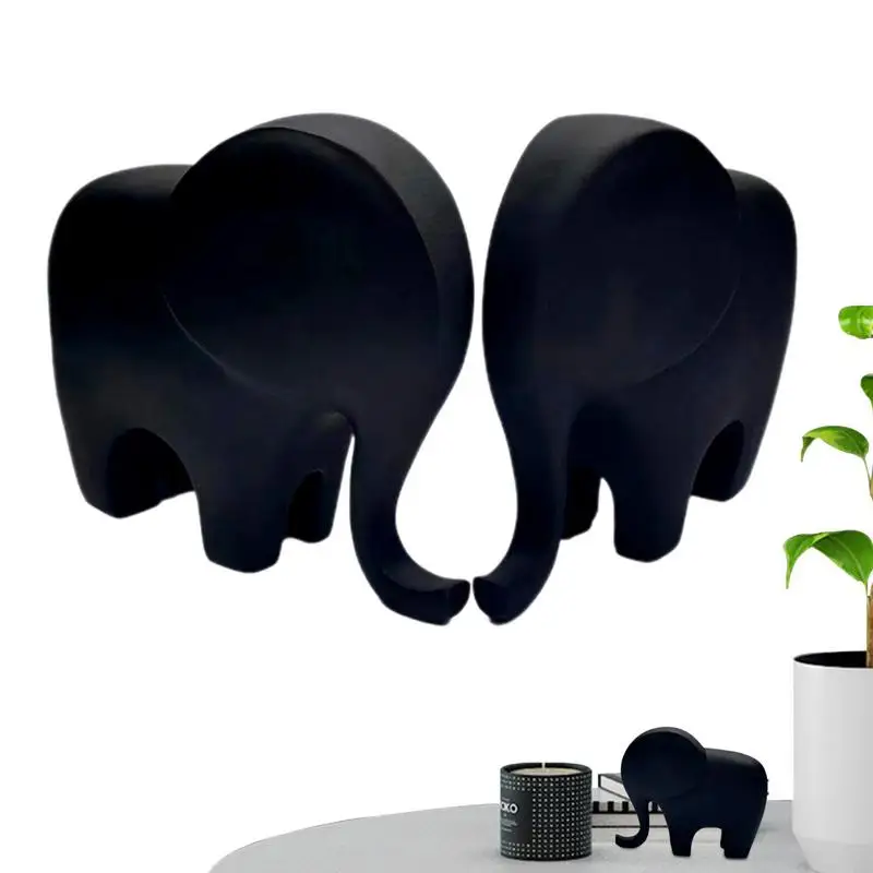 Elephant Statue Home Decor Black Resin Elephant Statue Good Luck Gift Home Accent Decor For Bookshelf Mantelpiece TV Stand