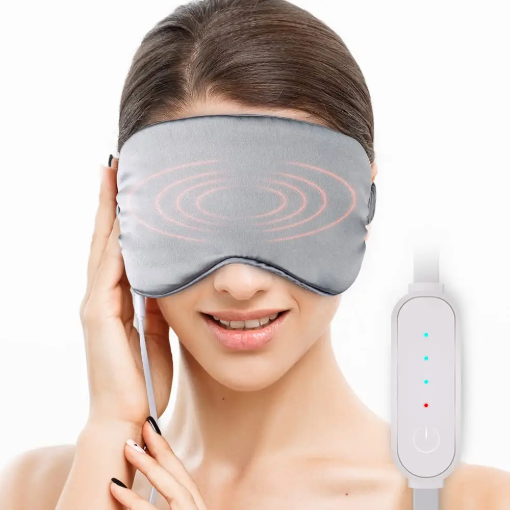 

USB Heated Sleep Eye Mask Silk Steam Heating Eye Cover for Fatigue Stress Relief Stye Moist Warm Therapy Anti Dark Circle Travel