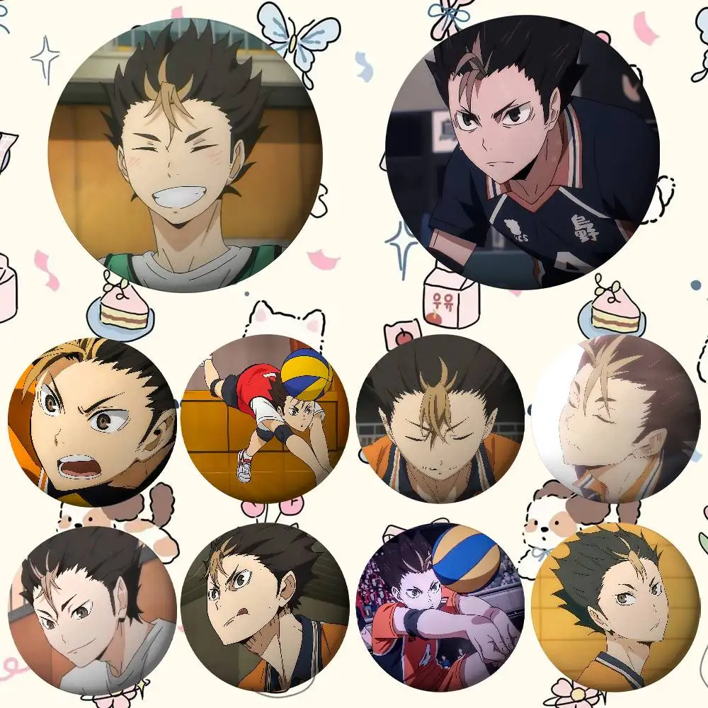 Broches de cubierta de Anime Yu Nishinoya, insignia de meme divertida, regalos de joyería de moda