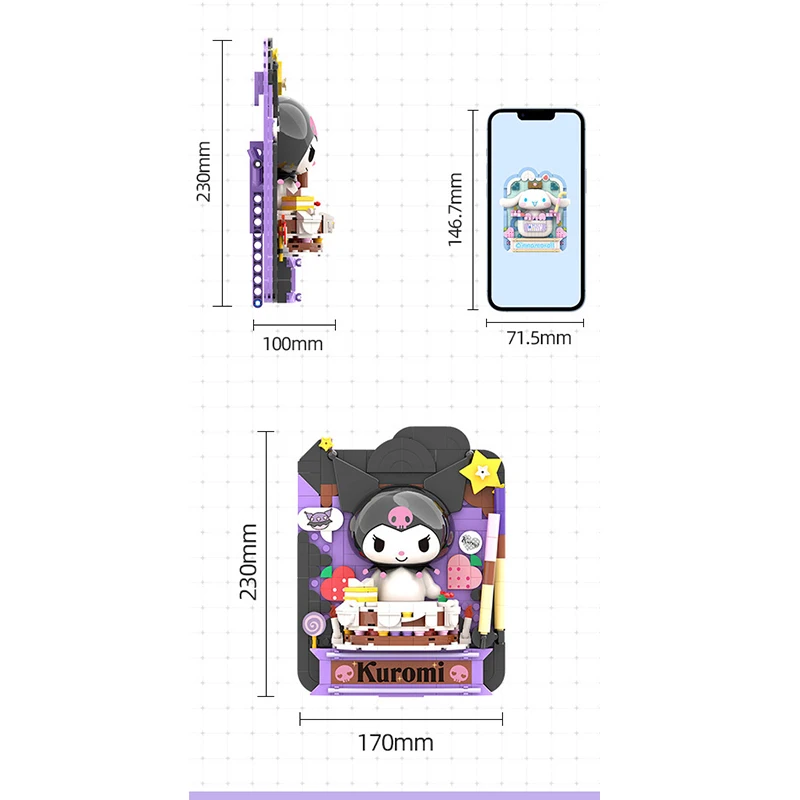 Neue Sanrio Anime Kuromi Druckgrafik Serie Baustein Cartoon Cinna moroll Studie Ornamente Kinder sammlung Spielzeug Geschenke