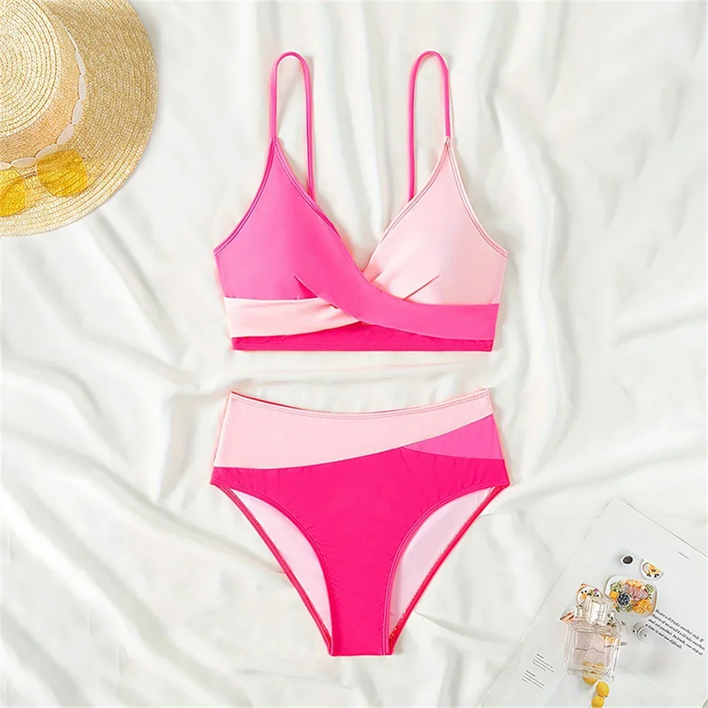 Sexy Patchwork Y2K Bikini Hohe Taille Badeanzug Sling Urlaub Bademode Frauen Badeanzug Strand Tankini Bikinis Set Sommer Outfit