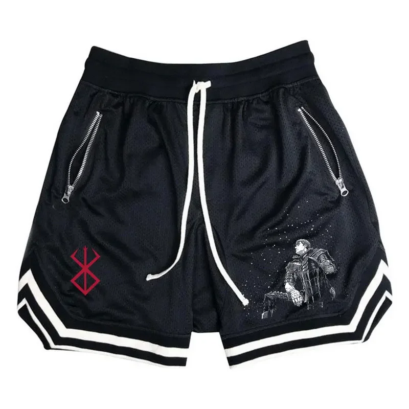 Men\'s Sports Basketball Shorts Anime Berserk Gym Shorts Summer Fitness Joggers Running Casual Breathable Short Pants Male