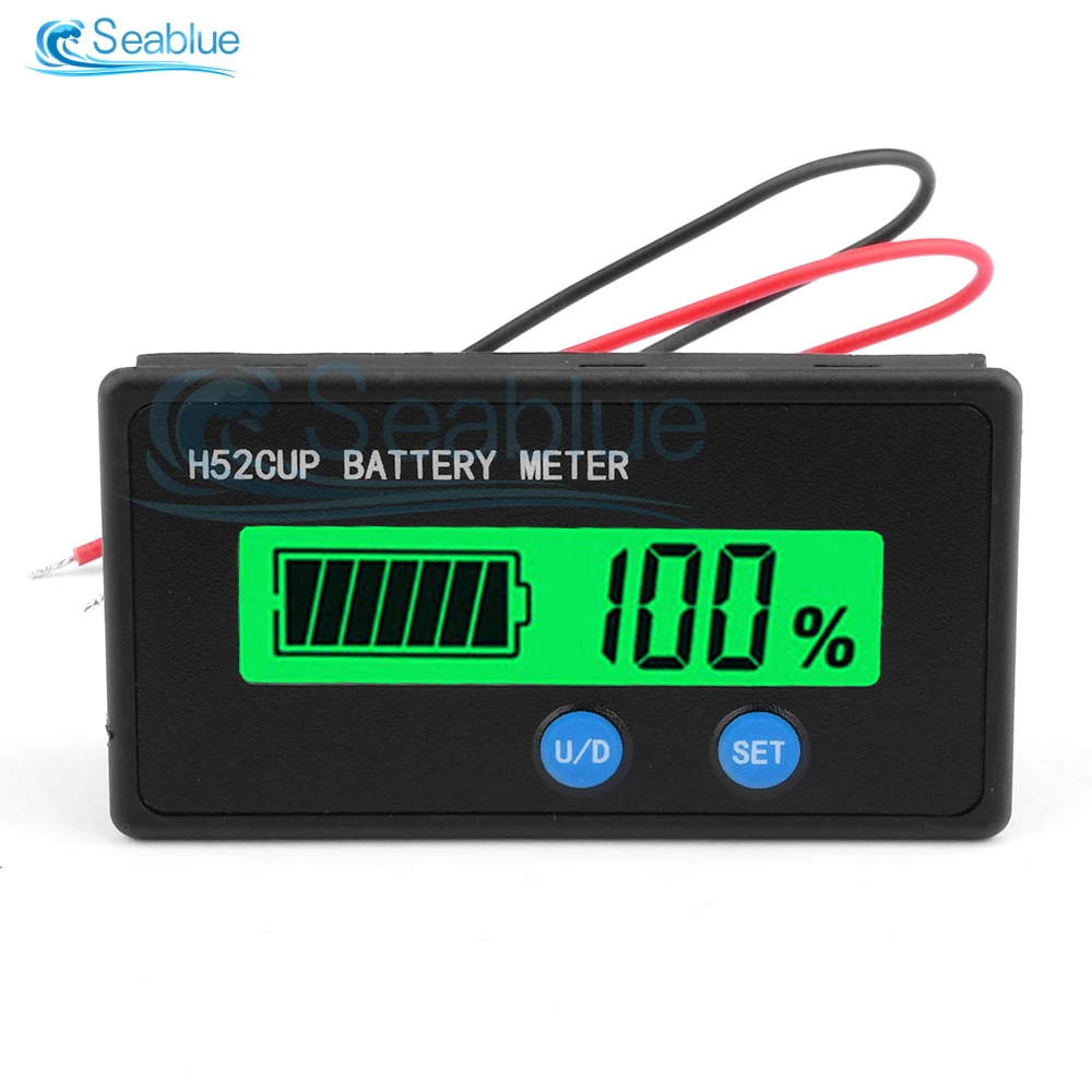 H52 Battery Capacity Indicator 12V 24V 36V 48V 60V 72V Lead Acid Lithium LiFePO4 Voltmeter Voltage Gauge for Car Motorcycle