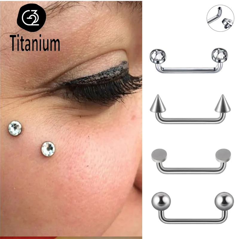 ASTM F136 Piercings de superficie de titanio, grapa de doble bola, ancla dérmica, 14G, cono roscado interno, Micro anclas dérmicas, barra de joyería