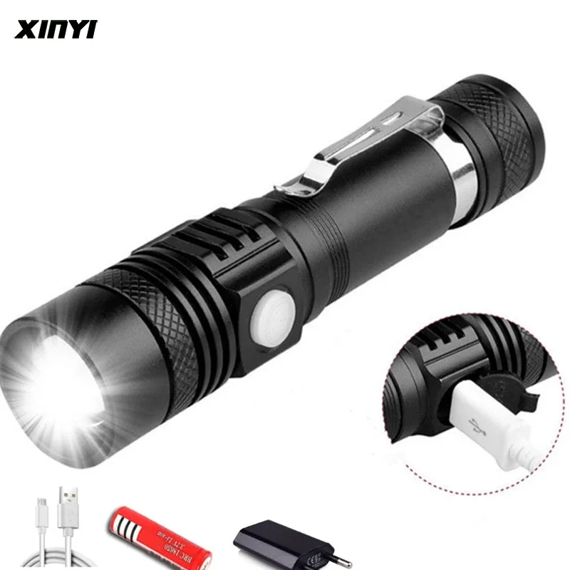 USB Rechargeable 4000LM Ultra Bright LED Flashlight led torch T6  lanterna Bicycle Light Use18650 Battery.For cycling outdoors