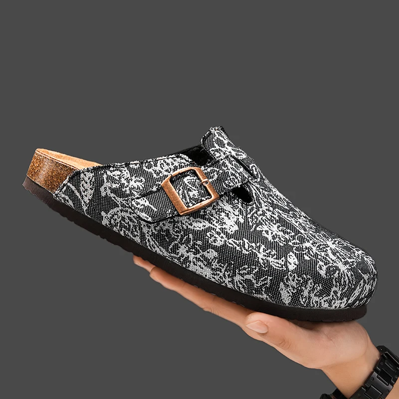 2025, vier Jahreszeiten für Männer und Frauen, Baotou-Hausschuhe, leichte Halbhausschuhe aus Kork, Paarschuhe, Retro-Slip-on-Lazy-Hausschuhe
