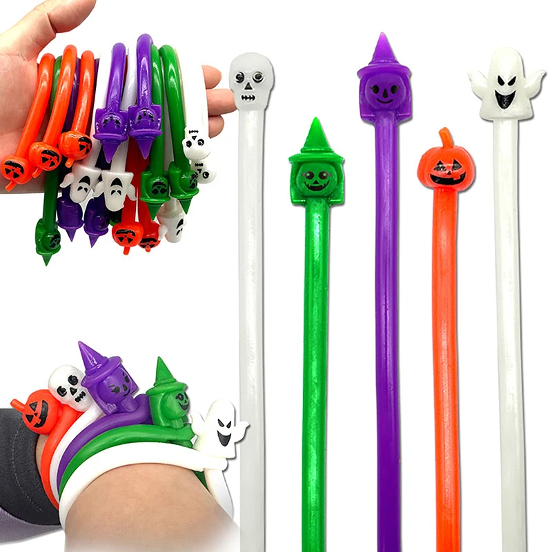 

6PCS Halloween Wrist Decor Stress Relief Stretchy Strings Soft Anti Stress Bracelet Toys For Bag Party Favor Decompression Toy