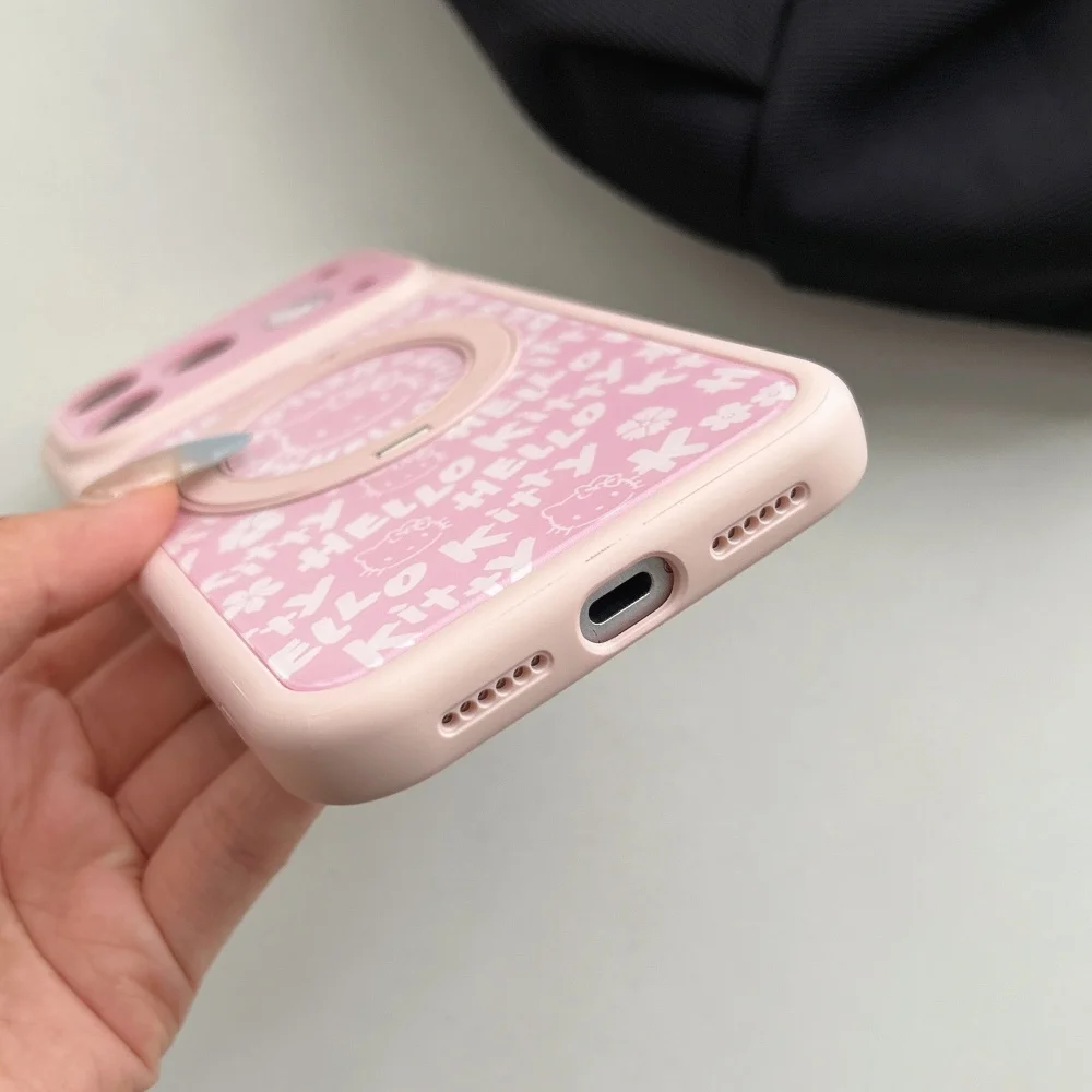 Luxury Pink Blue Yellow Letter KT Magnetic Bracket Hot Sale Phone Case For iPhone 17 15 16 Pro Max Shockproof Protective Cover - Image 6