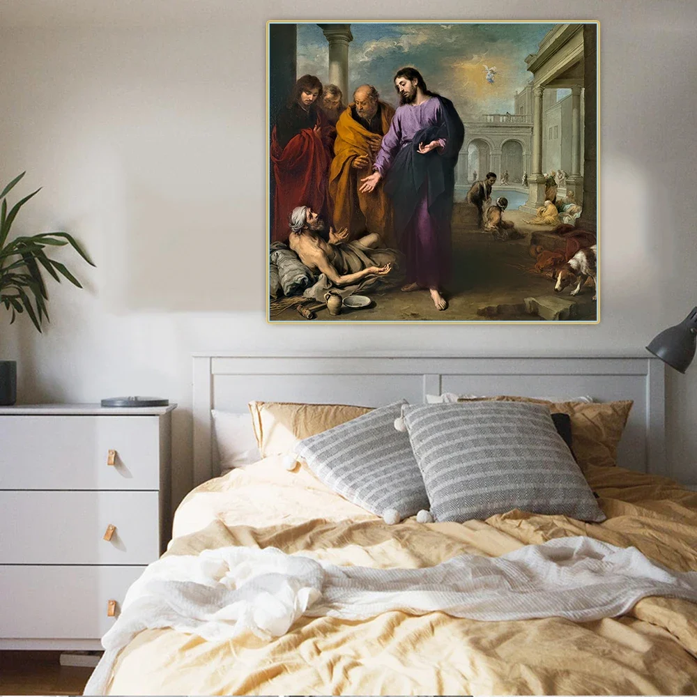 Citon Murillo 《Cristo curativo el paralizador en la piscina de Bethesda》 lienzo artístico pintura al óleo imagen decoraciones de pared decoración del hogar