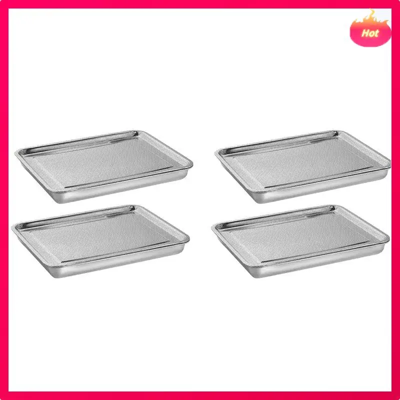 

Stainless Steel Sprouts Growing Kit Trays 2-Tier 10.4 Inch, Microgreens Growing Kit, Seed Sprouting Tray With Mesh 4Pack