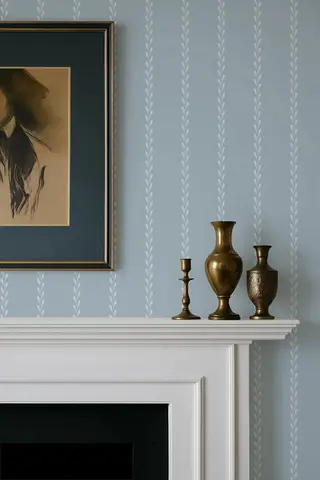 Blå lövrandig självhäftande tapet, självhäftande vintage blommönster, ljus klassisk lövlinje självhäftande väggmålning 8 best sales blå tapet - №7