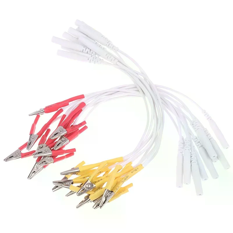 

10 шт., зажим «крокодил» Tens/Ems Tieline, аксессуары для электродов для электронных акупунктурных кабелей Hwato SDZ-II, 2 мм, контактные кабели