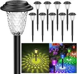 Solar Pathway Light Outdoor,Color Changing+Warm White Solar Garden Lights,Bright Solar Path Lights,for Outside Garden Decoration