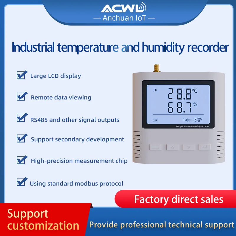 AC103-L LoRa Wireless Temperature and Humidity Sensor Temperature and Humidity Monitor Wireless Sensor RS485 Modbus Protocol