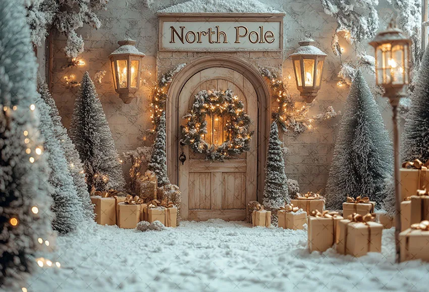 Mehofond fotografia fundo inverno natal pólo norte neve presente árvore de natal crianças família retrato decoração pano de fundo estúdio foto