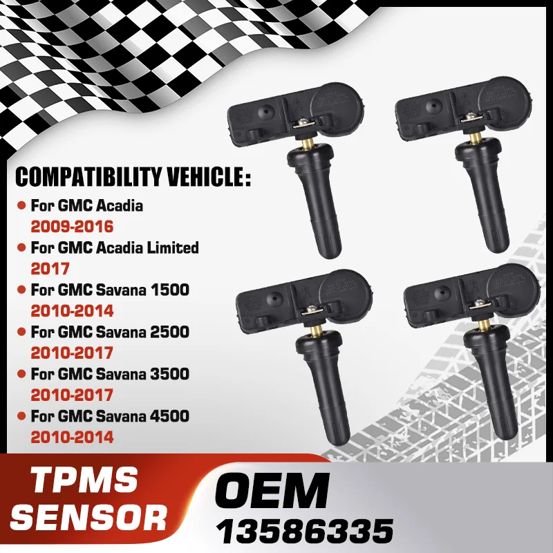 

Car For GMC Acadia GMC Acadia Limited GMC Savana 1500 2500 3500 4500 1/4Pcs Tire Pressure Monitor Sensor TPMS 13586335 13581558