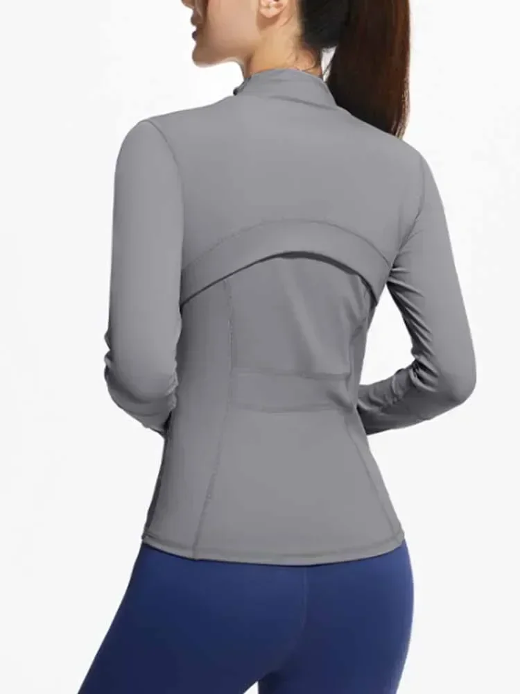 L nueva chaqueta de ropa de Yoga para correr con bolsillo elástico transpirable para Fitness con costuras de otoño e invierno para mujer